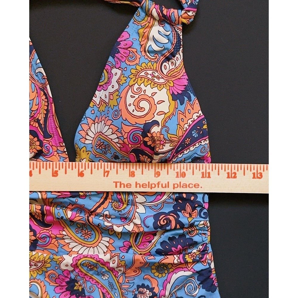 Lucky Brand One Piece Swimsuit Small Paisley Halter Tie Removable Cups NWOT - Picture 13 of 15